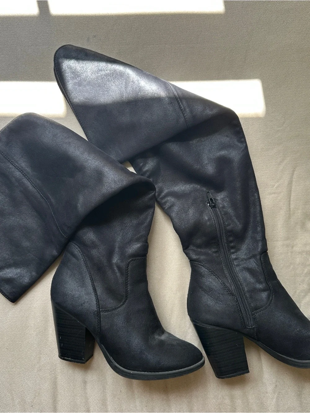 Soda Black Over-the-Knee Block Heel Boots